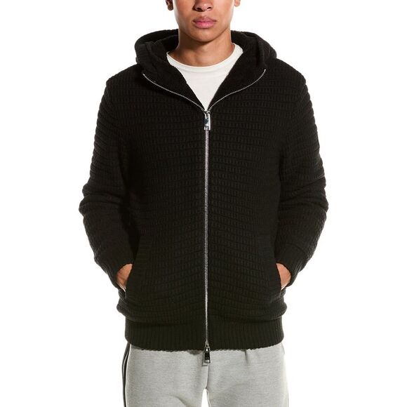 Armani Exchange Mens  Wool-Blend Knit Coat, Black - Picture 3 of 5